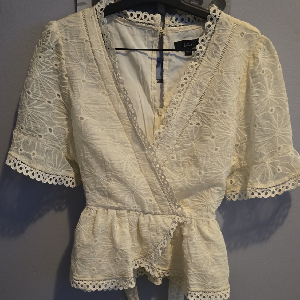 Lulus Beige Peplum Shirt